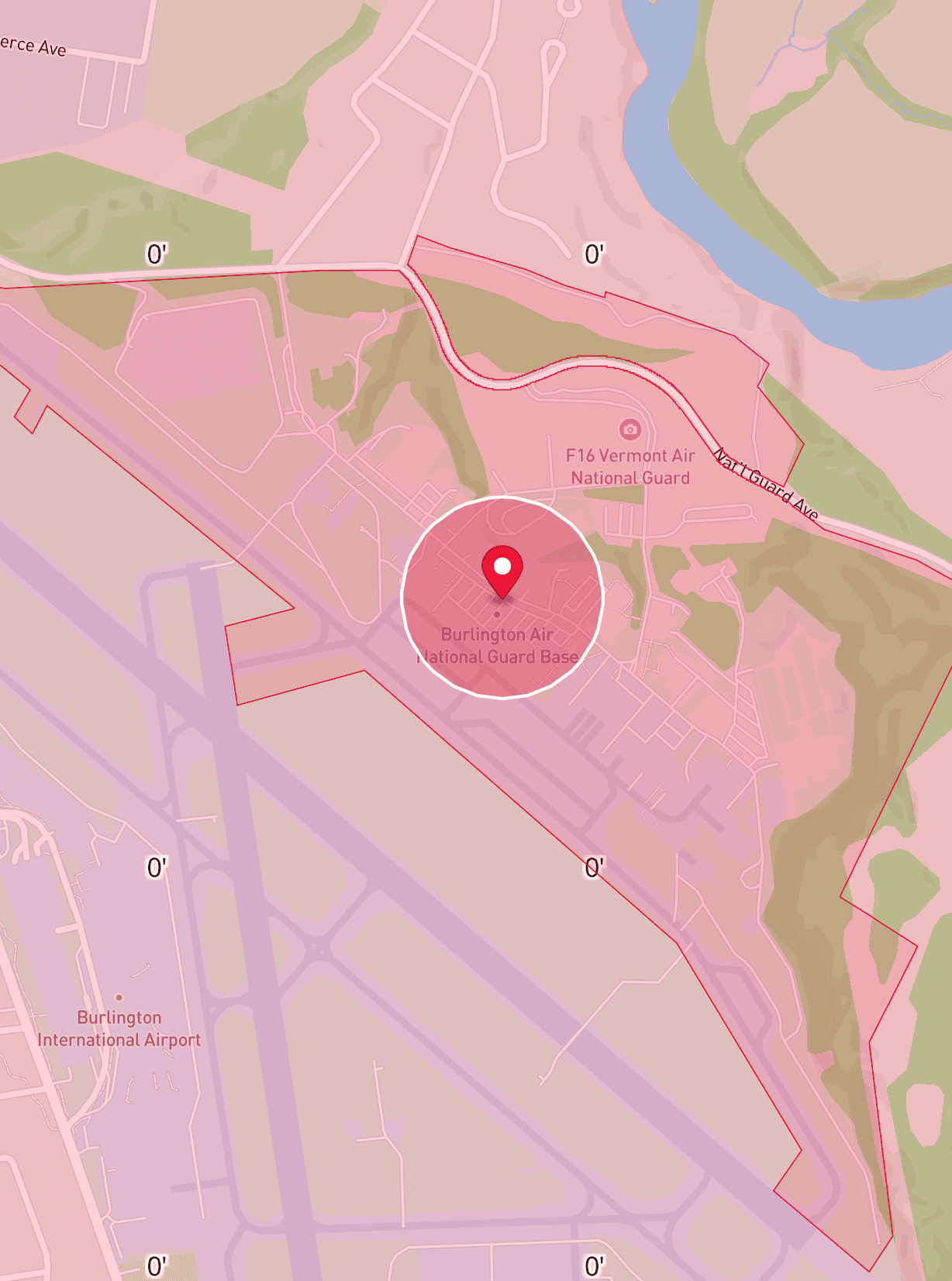 AutoPylot map showing restricted airspace near military base and airport
